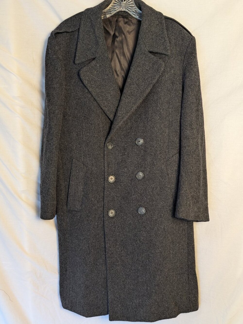 Vintage London Fog 100% Wool Overcoat Men's 42S Charcoal USA Classic Career‎